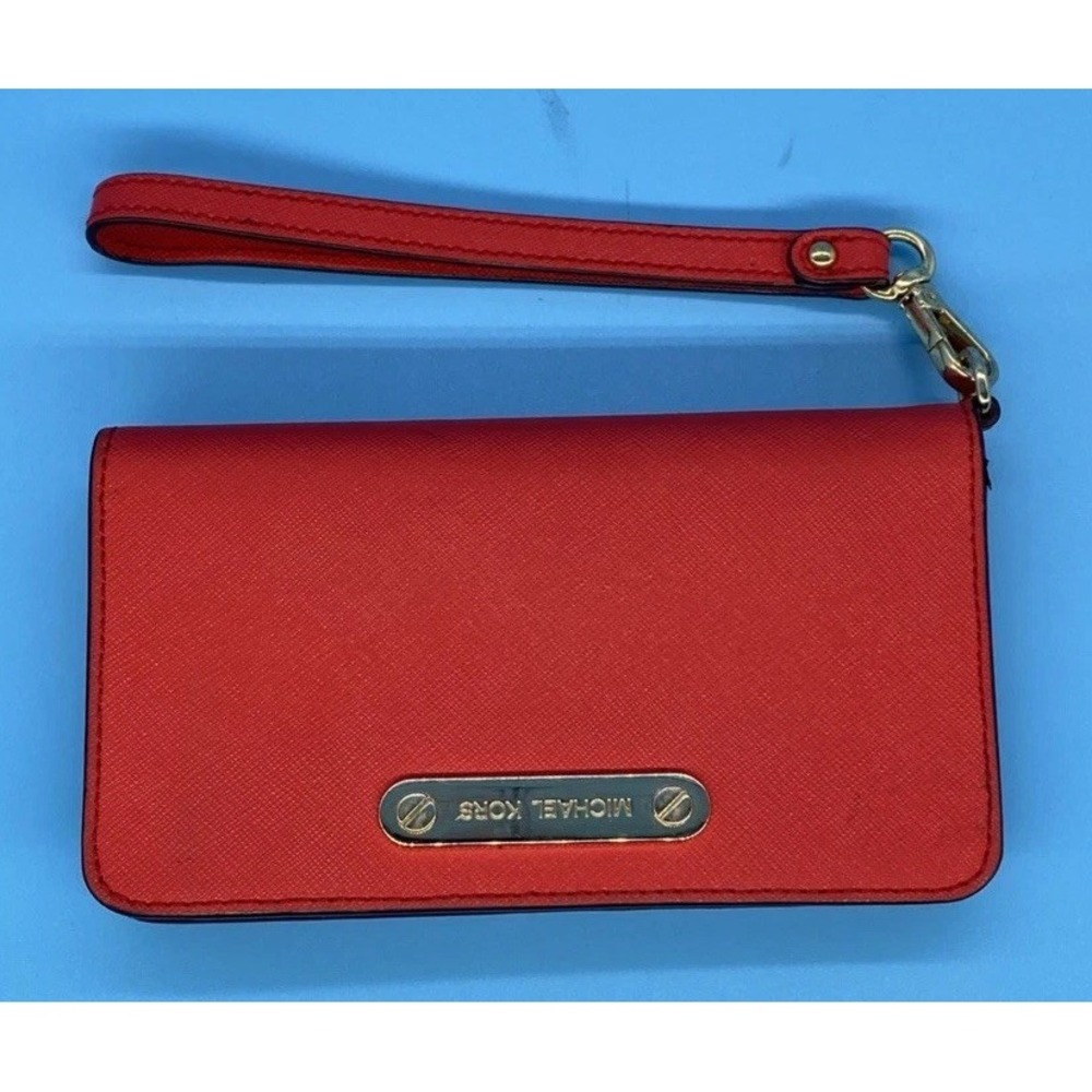 Michael Kors Outlet Jet Set Travel Saffiano Leather Slim Tech Wristlet Wallet